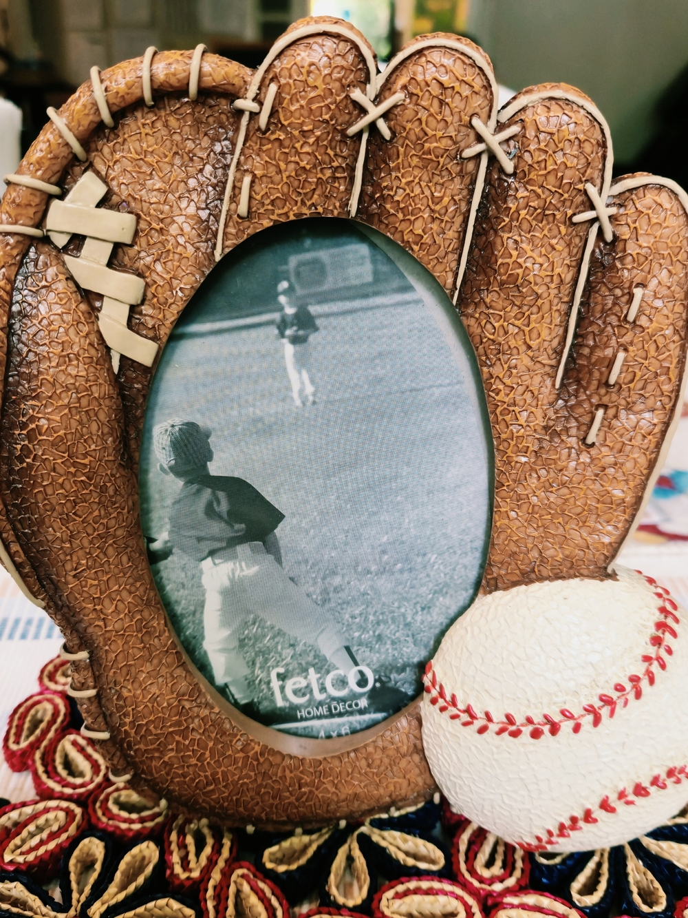 Fetco Baseball Glove Photo Frame with Baseball Accent - Brown